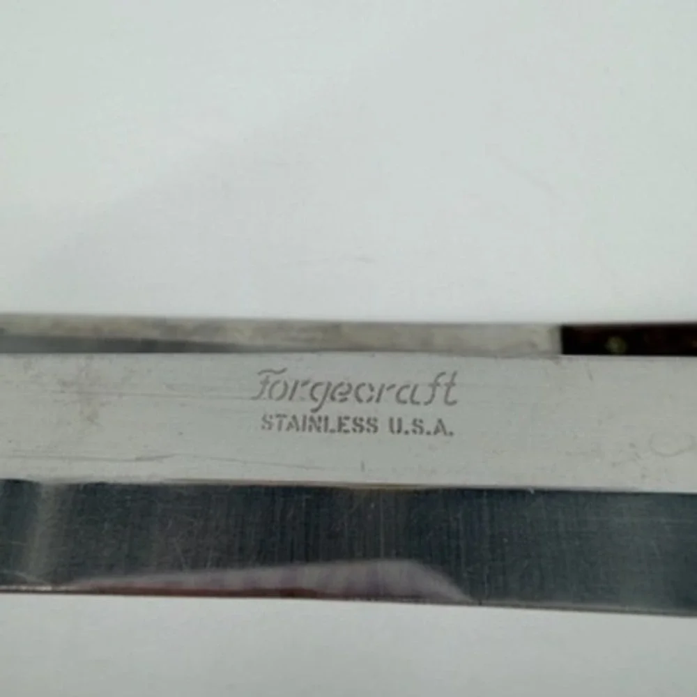 Forgecraft Vintage Stainless USA Knife Set 2pc Wood Handle Slicer Utility Knife